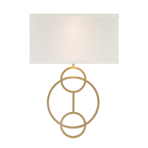 Crystorama Lighting Laurel 2-Light Wall Sconce in Vibrant Gold with White by Crystorama LRL-992-VG-WH