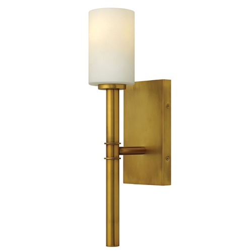 Hinkley Sconce Wall Light with White Glass in Vintage Brass by Hinkley Lighting 3580VS
