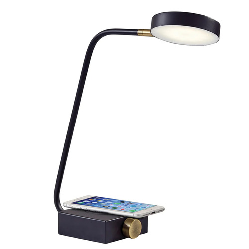 Adesso Home Lighting Adesso Home Conrad Matte Black with Antique Brass Accents LED Desk Lamp 3618-01