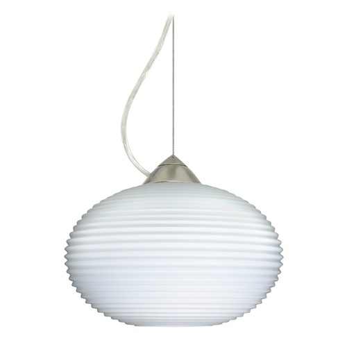 Besa Lighting Besa Lighting Pape Ribbed Glass Satin Nickel Pendant Light 1KX-491207-SN