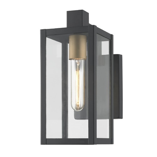 Design Classics Lighting Modern Outdoor Wall Light Black 11.75 Inches Tall 1837-GDBK