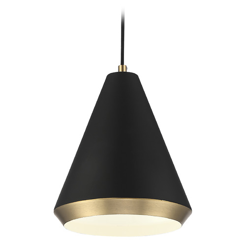 Meridian 10-Inch Mini Pendant in Black & Natural Brass by Meridian  M70122MBKNB
