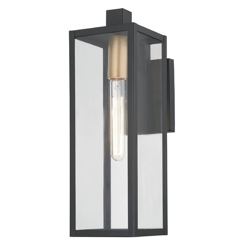Design Classics Lighting Modern Outdoor Wall Light Black 17.25 Inches Tall 1838-GDBK