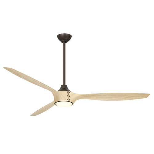 Minka Aire Pierce 65-Inch LED Smart Fan in Dark Bronze & White Oak by Minka Aire F762L-DB/WTO
