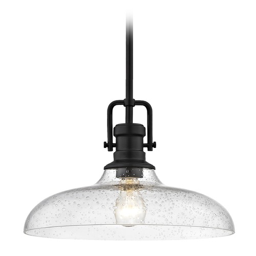 Design Classics Lighting Seeded Glass Pendant Light Black Finish 14-Inch Wide 1763-07 G1784-CS