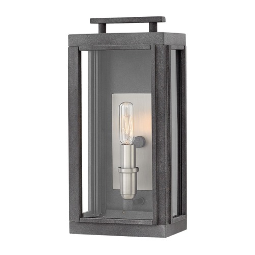 Hinkley Sutcliffe Outdoor Wall Light in Aged Zinc with Clear Glass by Hinkley Lighting 2910DZ
