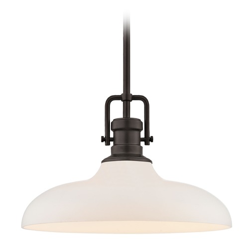 Design Classics Lighting Industrial Pendant Light Bronze Finish  14-Inch Wide 1763-220 G1784-WH