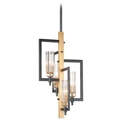 Maxim Lighting Flambeau Black & Antique Brass Chandelier by Maxim Lighting 16114CLBKAB