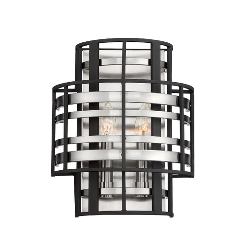 Metropolitan Lighting Presten 2-Light Wall Sconce in Nickel & Sand Coal by Metropolitan N7982-420