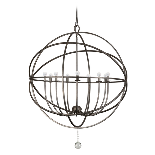 Crystorama Lighting Solaris 40-Inch Orb Chandelier in Bronze with Glass Drop 9229-EB