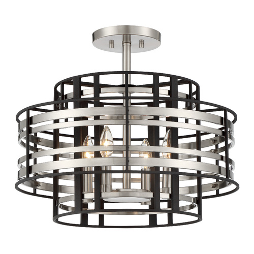 Metropolitan Lighting Presten 4-Light Semi-Flush Mount in Nickel & Coal by Metropolitan N7983-420