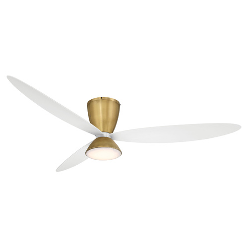 Minka Aire Hourglass 58-Inch Hugger LED Smart Fan in Brass & White by Minka Aire F468L-LBR/WHF