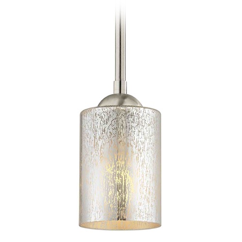 Design Classics Lighting Satin Nickel Mini-Pendant Light Mercury Glass Cylindrical 581-09 GL1039C