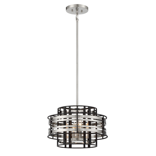 Metropolitan Lighting Presten 4-Light Pendant in Brushed Nickel & Sand Coal by Metropolitan N7984-420