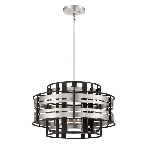 Metropolitan Lighting Preston 6-Light Pendant in Brushed Nickel & Sand Coal by Metropolitan N7986-420