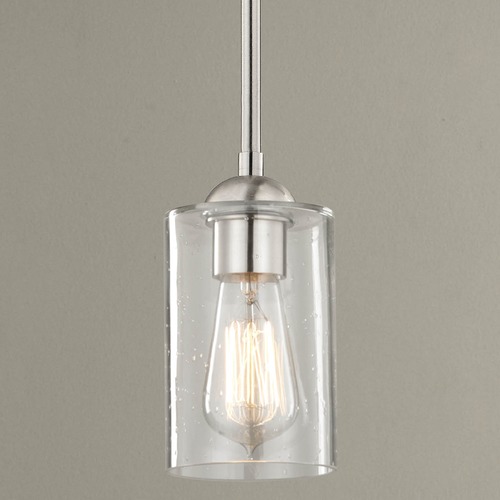 Design Classics Lighting Seeded Glass Satin Nickel Mini Pendant Light 581-09 GL1041C