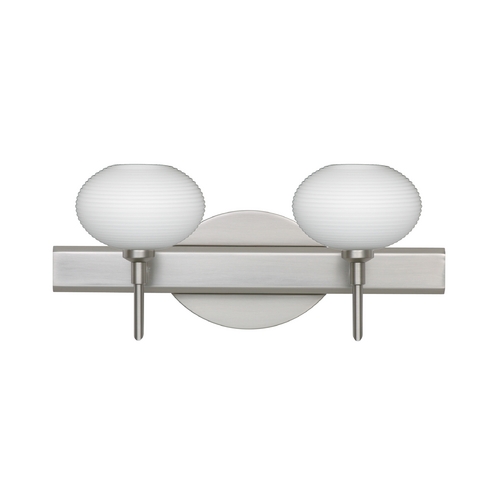Besa Lighting Modern Bathroom Light White Glass Satin Nickel by Besa Lighting 2SW-561207-SN