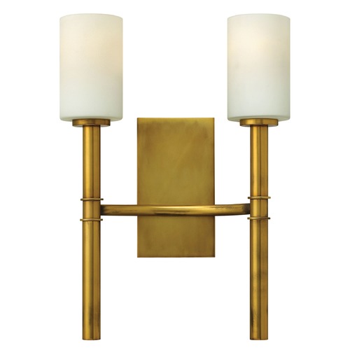 Hinkley Sconce Wall Light with White Glass in Vintage Brass by Hinkley Lighting 3582VS