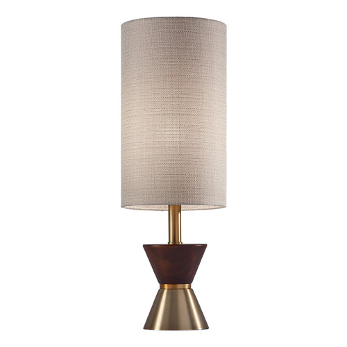 Adesso Home Lighting Adesso Home Carmen Antique Brass and Walnut Rubberwood Table Lamp with Cylindrical Shade 4268-21