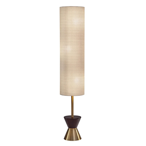 Adesso Home Lighting Adesso Home Carmen Antique Brass and Walnut Rubberwood Floor Lamp with Cylindrical Shade 4269-21