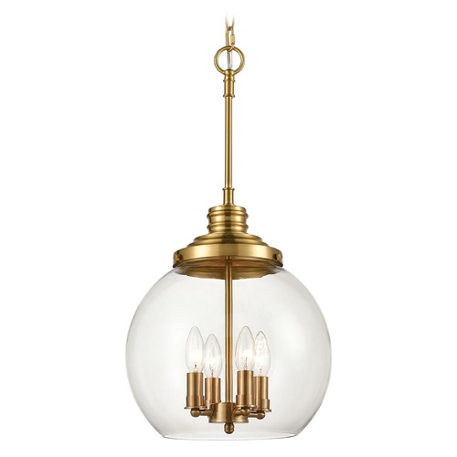 Elk Lighting Elk Lighting Chandra Burnished Brass Pendant Light with Bowl / Dome Shade 46834/4