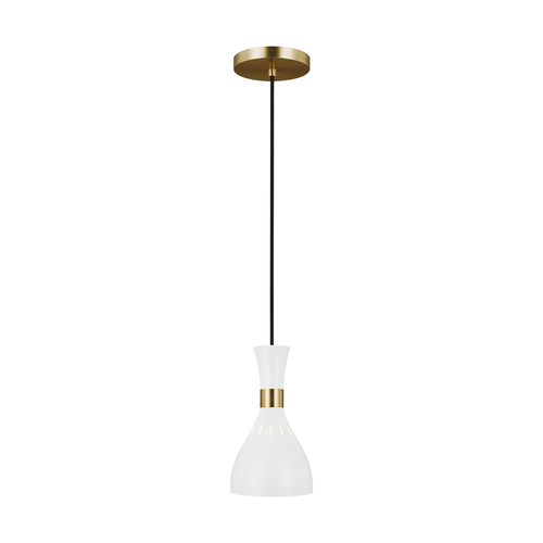 Visual Comfort Studio Collection ED Ellen-DeGeneres Joan Matte White & Burnished Brass Mini Pendant by Visual Comfort Studio EP1141MWT