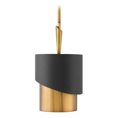 Fredrick Ramond Gigi 10-Inch Pendant in Heritage Brass & Black by Fredrick Ramond FR34317HBR