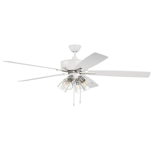 Craftmade Lighting Super Pro 104 White & Polished Nickel LED Ceiling Fan by Craftmade Lighting S104WPLN5-60WWOK