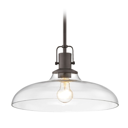 Design Classics Lighting Clear Glass Pendant Light Bronze Finish 14-Inch Wide 1762-220 G1784-CL