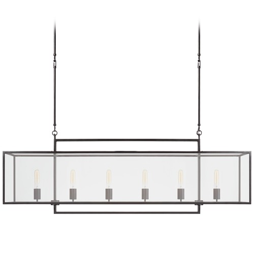 Visual Comfort Signature Collection Ian K. Fowler Halle Linear Pendant in Aged Iron by Visual Comfort Signature S5195AICG