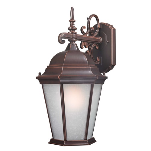 Design Trends Lighting White Linen Glass Outdoor Wall Light Bronze - 17.625-Inch Tall 18009-342