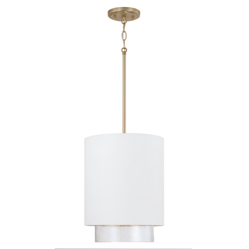 Capital Lighting Capital Lighting Weller Matte Brass and White Pendant Light with Cylindrical Shade 353011RE