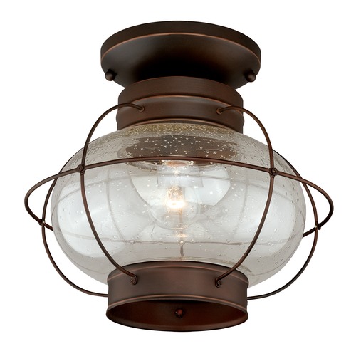 Vaxcel Lighting Seeded Glass Outdoor Flush Mount in Bronze by Vaxcel Lighting T0145