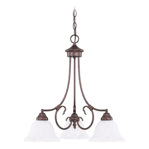 HomePlace by Capital Lighting Hometown 22-Inch 3-Light Chandelier in Bronze with Faux Alabaster 3224BZ-220
