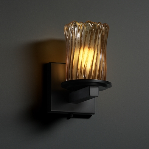 Justice Design Group Veneto Luce Collection Matte Black Sconce by Justice Design Group GLA-8771-16-AMBR-MBLK