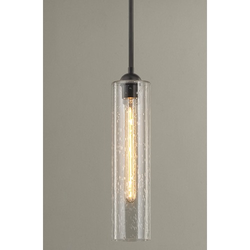 Design Classics Lighting Industrial Seeded Glass Bronze Mini-Pendant 581-220 GL1641C