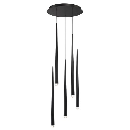 Modern Forms by WAC Lighting Cascade 5-Light LED Linear Pendant in Black by Modern Forms PD-41705R-BK