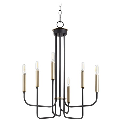 Quorum Lighting Hope Noir & Aged Brass Chandelier by Quorum Lighting 630-6-6980
