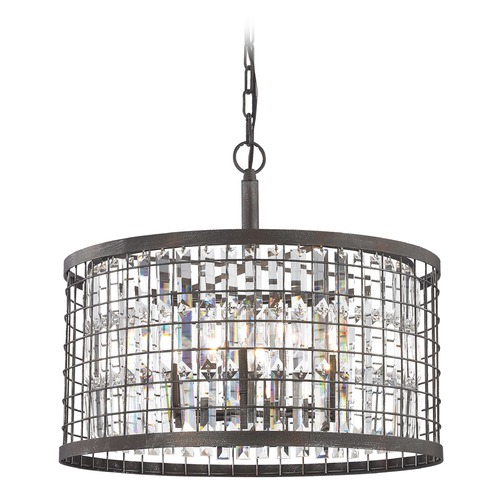 Elk Lighting Elk Lighting Nadina Silverdust Iron Pendant Light with Drum Shade 14344/6