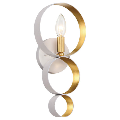Crystorama Lighting Crystorama Lighting Luna Matte White & Antique Gold Sconce 581-MT-GA