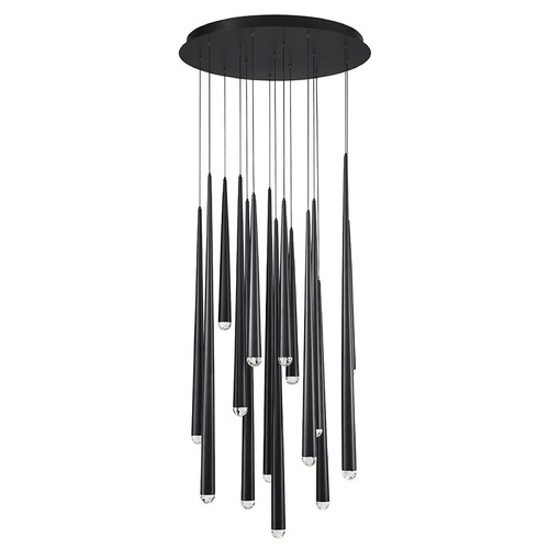Modern Forms by WAC Lighting Cascade 15-Light LED Pendant in Black by Modern Forms PD-41715R-BK