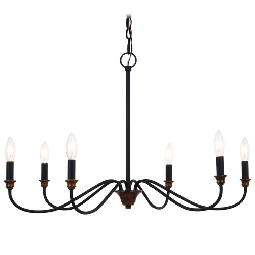 Vaxcel Lighting Vaxcel Lighting Annabelle Matte Black & Brushed Walnut Chandelier H0265