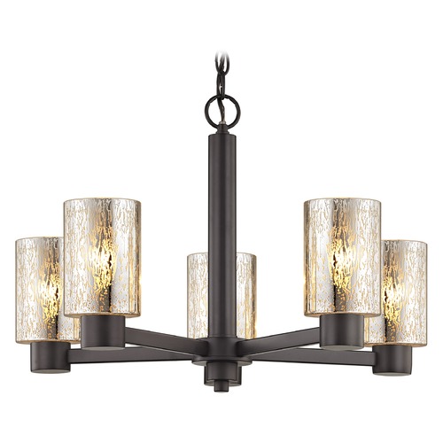 Design Classics Lighting Mercury Glass Chandelier Bronze 5 Lights 2105-220 GL1039C