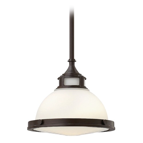 Hinkley Pendant Light with White Glass in Buckeye Bronze by Hinkley Lighting 3127KZ