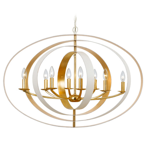 Crystorama Lighting Crystorama Lighting Luna Matte White & Antique Gold Chandelier 588-MT-GA