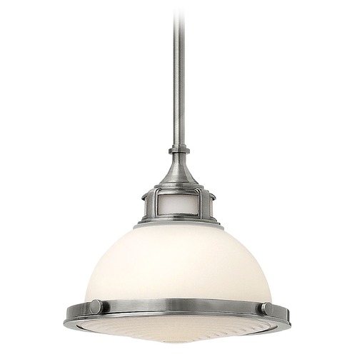 Hinkley Pendant Light with White Glass in Polished Antique Nickel by Hinkley Lighting 3127PL