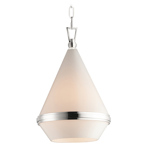 Maxim Lighting Maxim Lighting Giza Polished Nickel Pendant Light with Conical Shade 10374WTPN