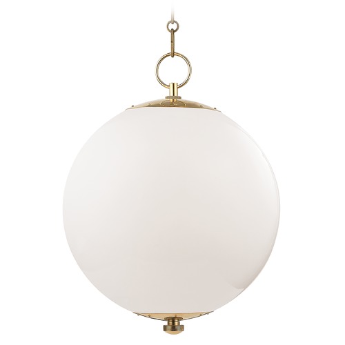 Hudson Valley Lighting Sphere No. 1 Aged Brass Pendant with Opal Glass by Hudson Valley Lighting MDS701-AGB
