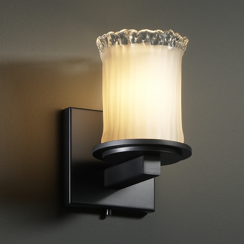 Justice Design Group Veneto Luce Collection Matte Black Sconce by Justice Design Group GLA-8771-16-WTFR-MBLK