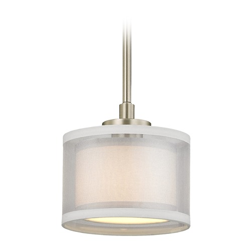 Dolan Designs Lighting Double Organza Drum Mini Pendant Light Satin Nickel 1 Lt 1271-09